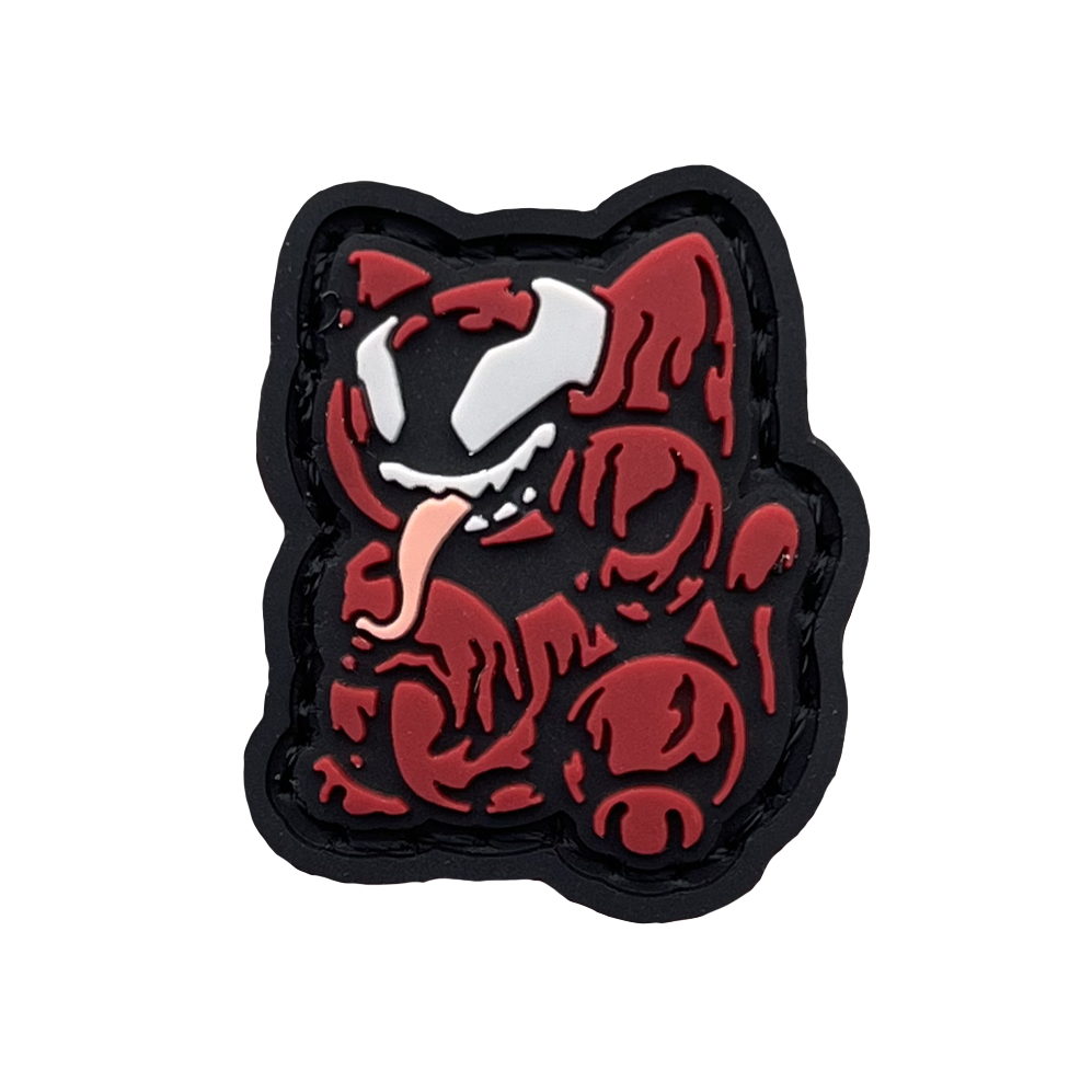 Carnage as a lucky cat (neko) character with his tongue sticking out.