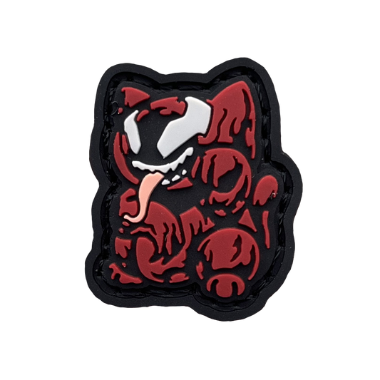 Carnage as a lucky cat (neko) character with his tongue sticking out.