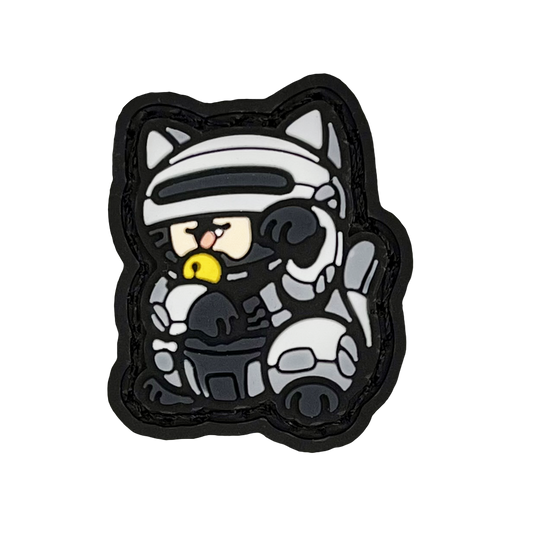 robocop in a lucky cat (neko) pose