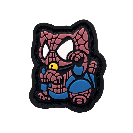 spider man in a lucky cat (neko) pose